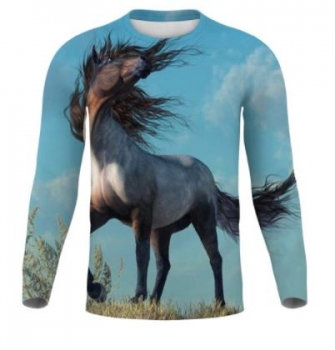 Elastisches Langarmshirt "Blue Mustang" Größe M